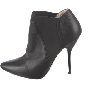 Jimmy Choo Black Leather Ankle Bootie Heels